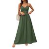 Ethnic Vacation Style Solid Color Lace Backless Spaghetti Strap High Waist Maxi Dress For Women