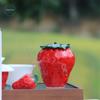 Hand-Painted Strawberry Ceramic Tea Can Ornament for Home Decor and Photography