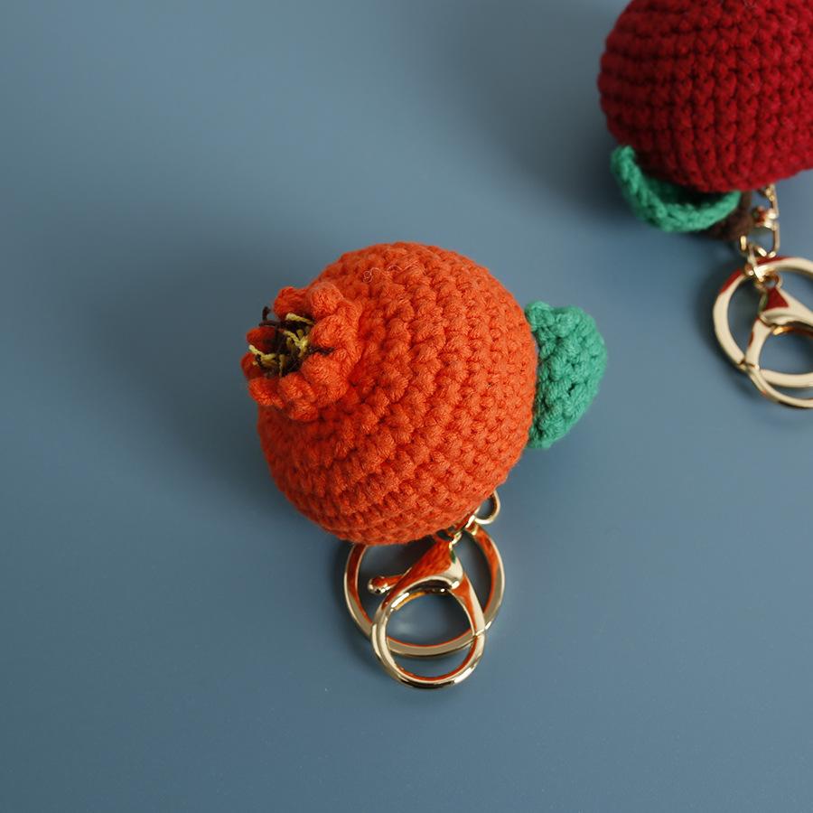 Strick Doppel Orangen Schlüsselanhänger Niedliches Frucht Design Häkel Schlüsselanhänger Für Tasche Anhänger Gestrickte Zitrone Schlüsselanhänger Personalisierte Accessoires