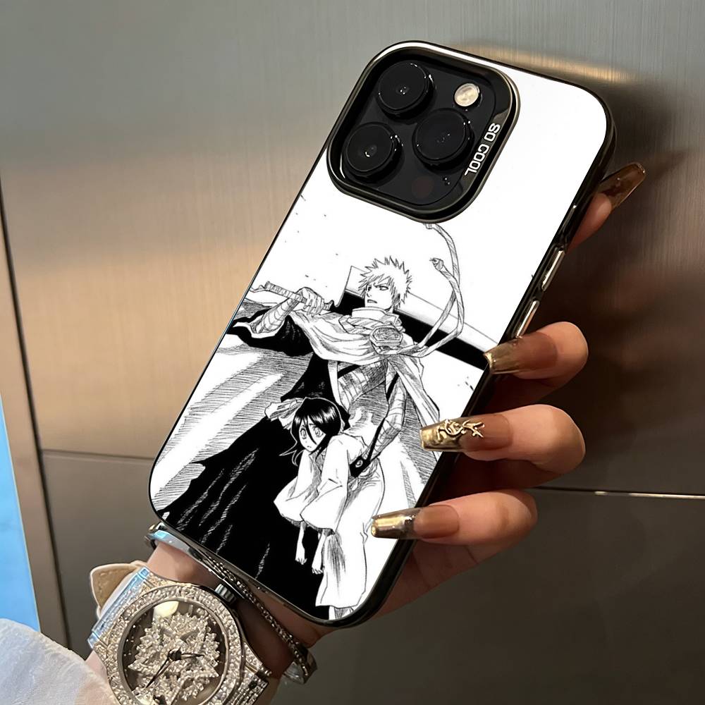 Hot anime-B-L-E-A-C-H Phone Case For iPhone 17,16,15,14,13,12,11 Plus Pro Max Colored Silver Phone Case