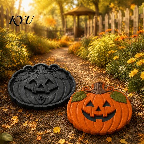 Decorative Yard Stepping Stones Halloween Stone Mold, Reusable Plastic Molds, DIY Cement Garden Landscaping Supplies Path Maker Mold for Patio Lawn &