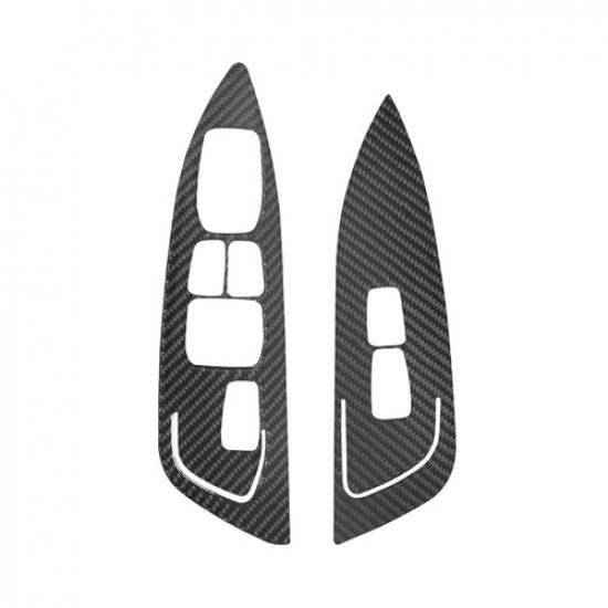 2Pcs Carbon Fiber Interior Front Door Control Cover Trim For Hyundai Veloster