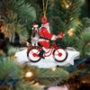  Bicycle Rider Santa Rides Bicycle With Dog Christmas Tree Ornament Old Man Bicyclist Pendant Xmas Holiday Party Decor