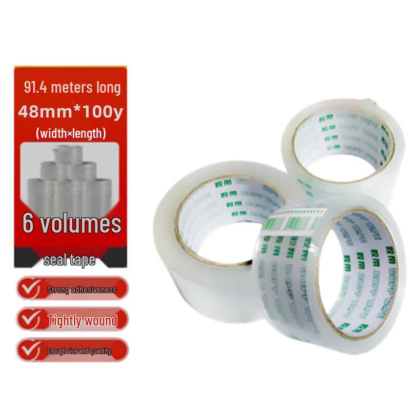 Transparent Packing Tape 48mm x 100 yards (6 Rolls)
