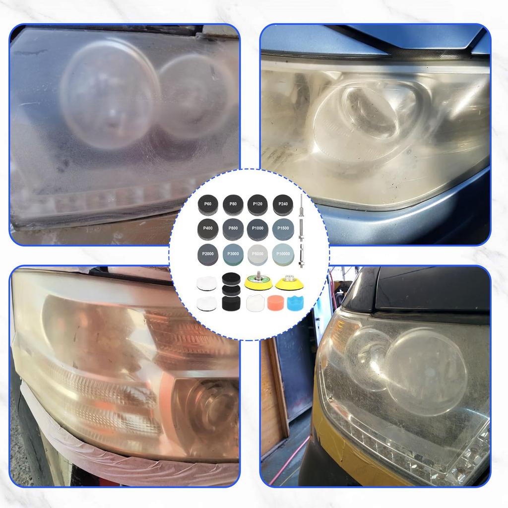 Waterproof Sandpaper 193 with Polishing Pads and to Compatible with and 6mm for Hex Power Screwdrivers and Small Power Sanding Discs for Car DIY