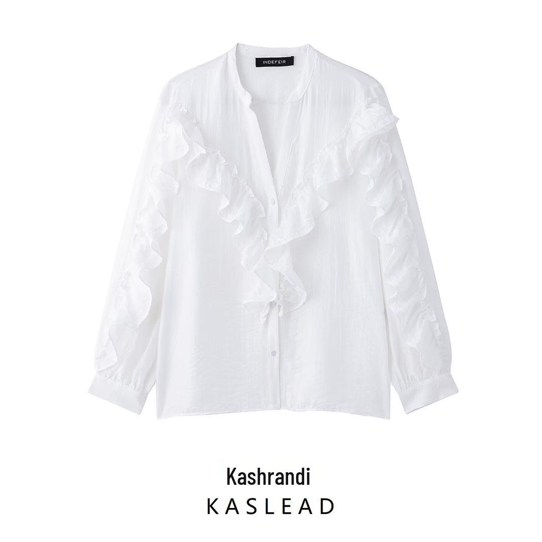 

Spring 2025 Women s European & American Style Fashion Lace Layered Shirt XS