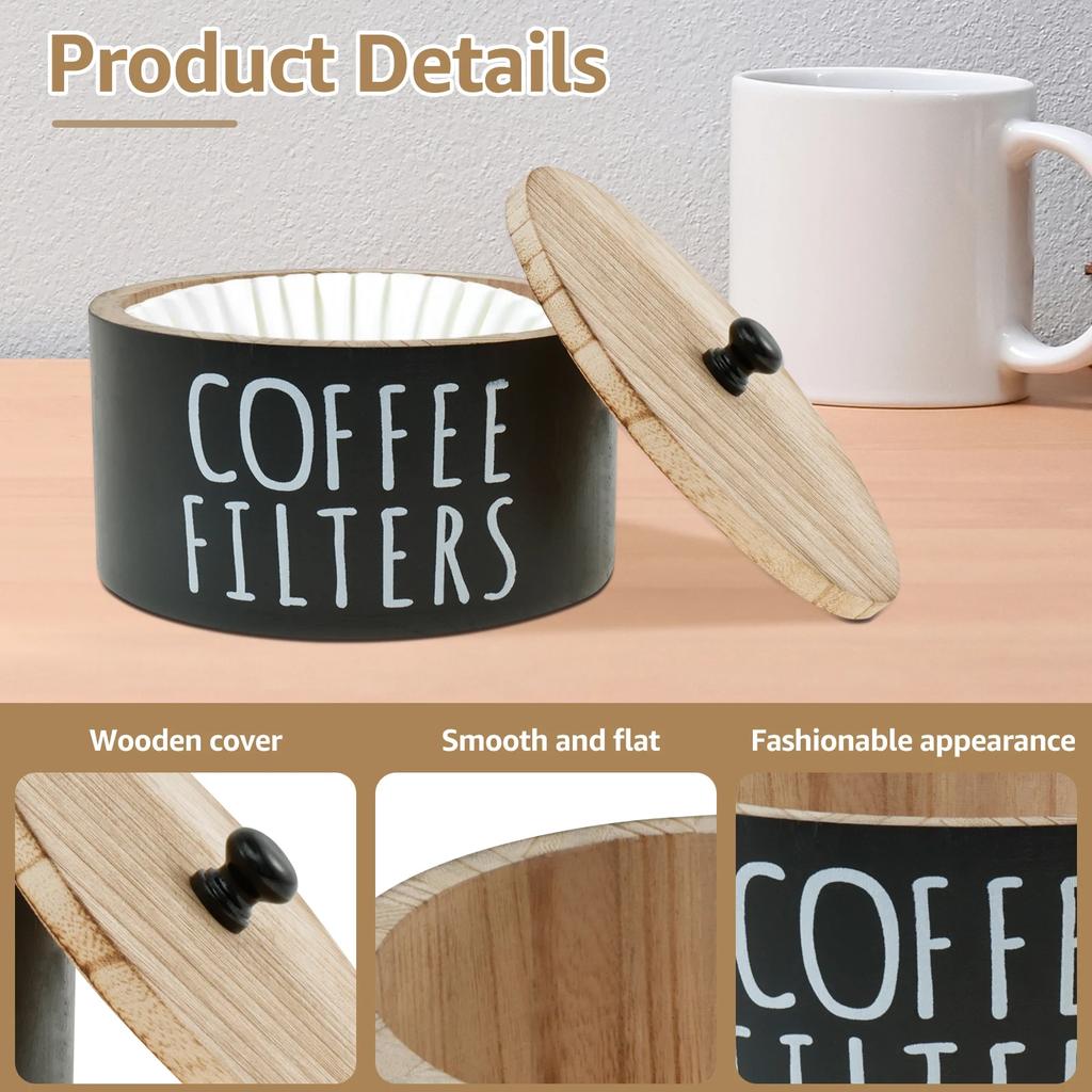 Multipurpose Coffee Filter Basket, Wooden Storage Sturdy Large Coffee Filter Holder Accessories for Coffee Bar Counter Decor