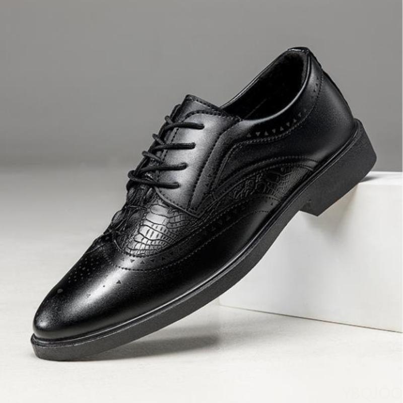 Fashion Fashionable Retro Men's Leather Shoes with Lace Up Business Formal Pointed Leather Shoes Breathable Low Cut Casual Men's Shoes
