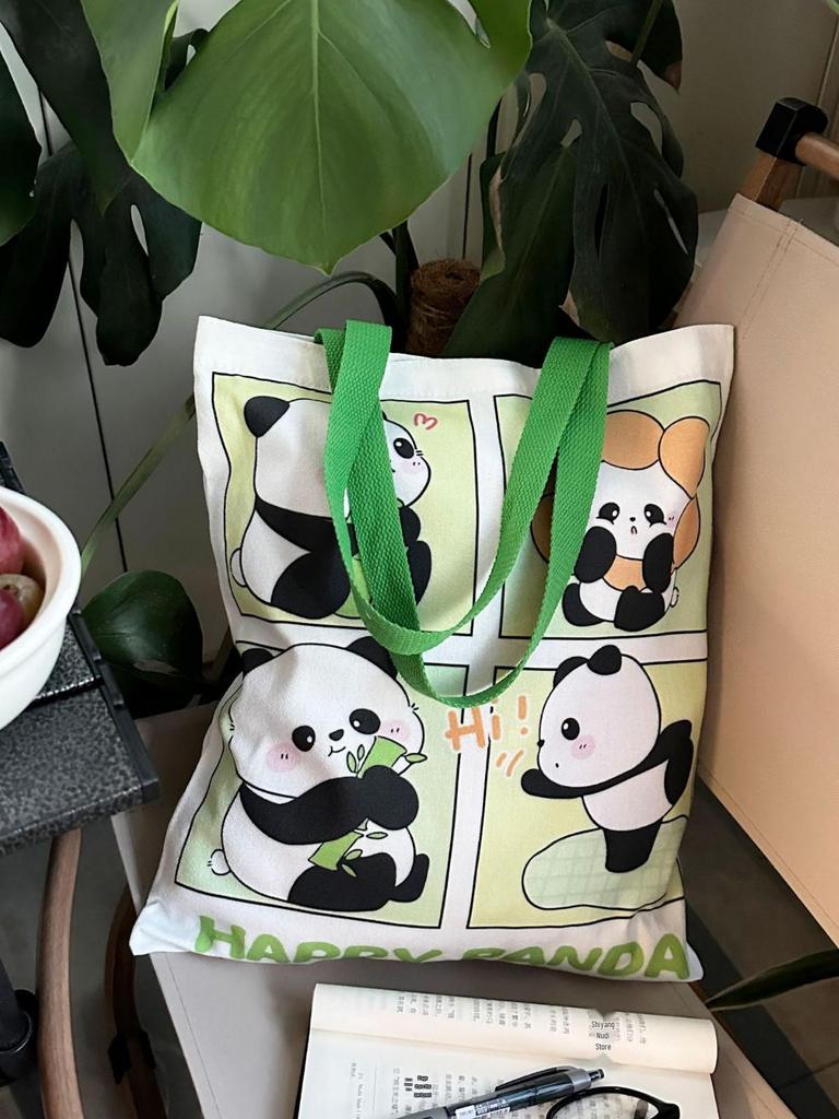 Cute Canvas Commute Tote Bag - Printed Pattern Student/Work Bag