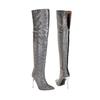 Ladies Pointed Bling Diamond Thigh Boots Rhinestone Boots Printed Retro Over The Knee Boots Transparent Stiletto High Heels Size