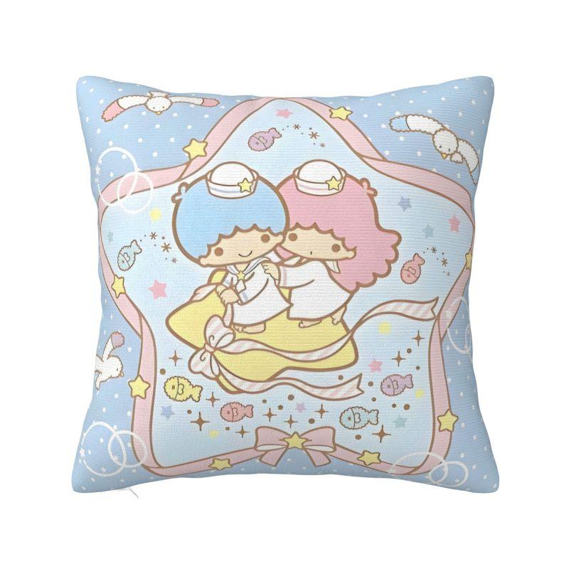 Sanrio Little Twin Stars Anime Cover 45x45cm Soft Lala Cartoon Kiki Cute Throw Pillow for Sofa Square Pillowcase Decoration