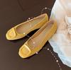 Sheepskin version~ Gentle wind leather square head shallow mouth single shoes women's new versatile and not tired foot square buckle commuter flats