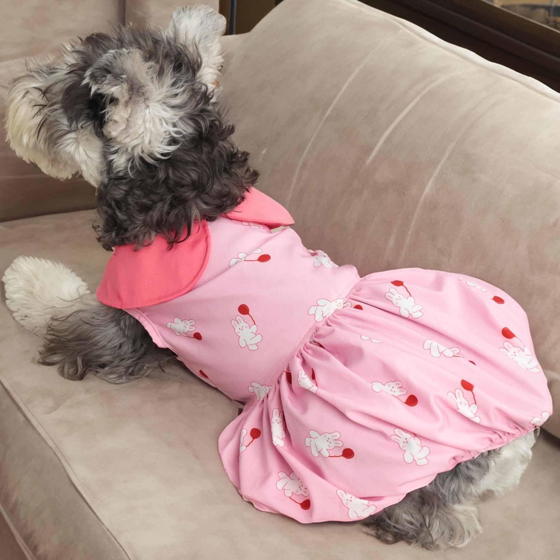 

Pet Clothes Dog Cat Lantern Skirt Summer Wear Thin Schnauzer Puppy Dog Clothes Factory 2XL рожевий
