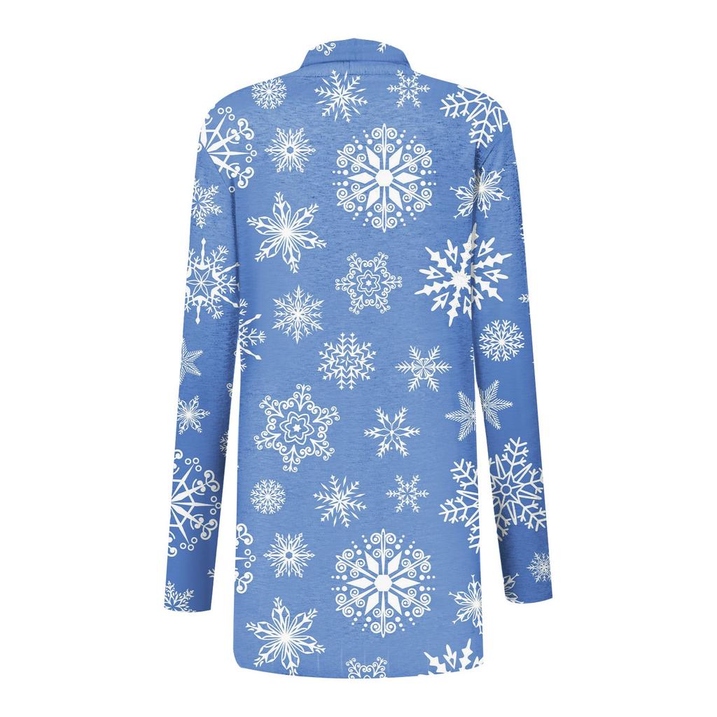 Damen Herbst Strickjacke Frauen Druck Langarm Vorne Strickjacke Top Leichte Mode Casual Jacke