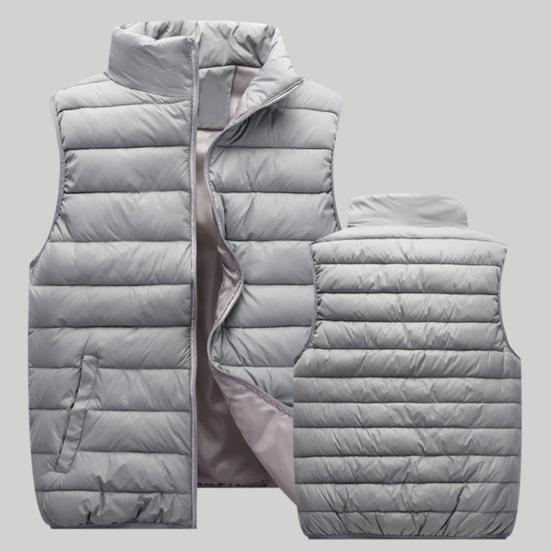 Couple Winter Waistcoat Thick Padded Windproof Cold Resistant Unisex Sleeveless Stand Collar Zipepr Closure Neck Protection Smooth Down Coat