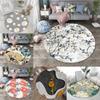Artistic Modern Colorful Floral Round Rug – Daisy  Rose Nature-Inspired Mat for Living Room, Bedroom  Office