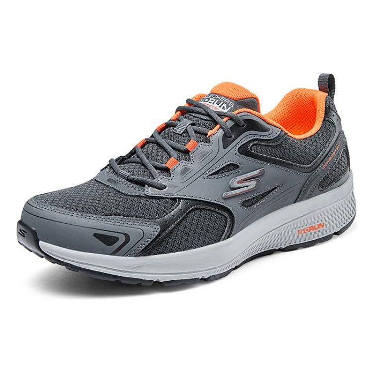 Skechers Simple Versatile Low-Top Running Shoes Men sneakers Gray Orange 220034-GYOR