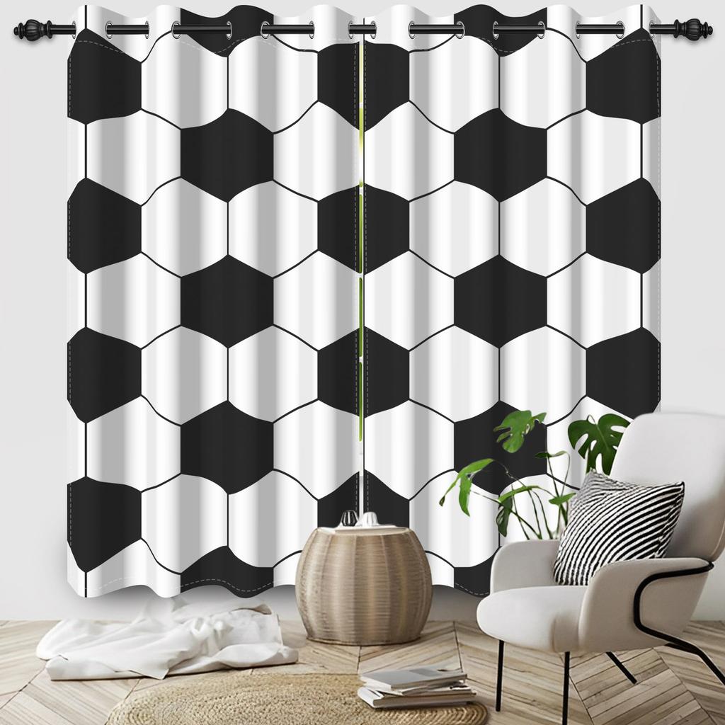 3D Printed Window Curtains Football Graffiti Art Children Blackout Curtain 2pcs/set for Bedroom Living Room Decoration Curtains