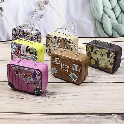 Scatola di Latta Valigia Vintage: Mini Custodia da Viaggio, Portaconfetti Matrimonio, Portamonete, Regalo Creativo, Confezione in Metallo