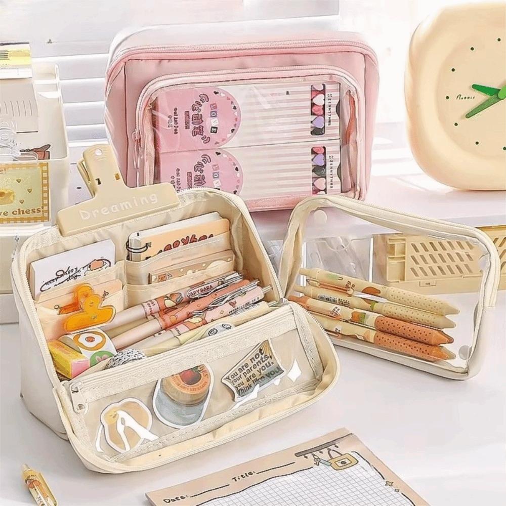 DIY Průhledná taštička na tužky se zipem Krabička na psací potřeby Přenosný průhledný pouzdro na tužky Školní potřeby