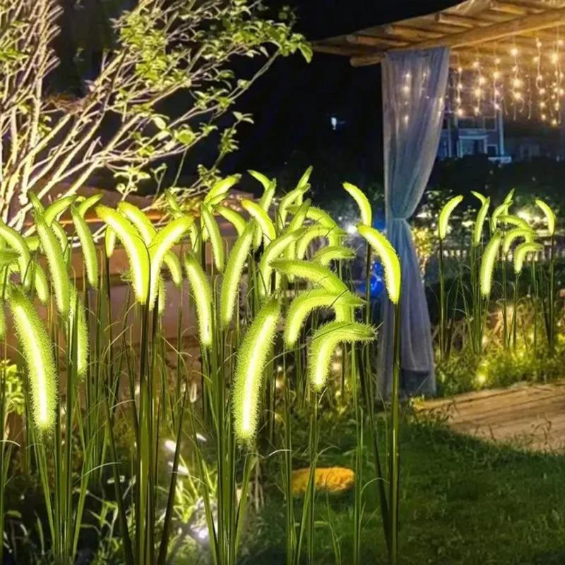 2026 New Solar LED Light Outdoor Street Garden Light Waterproof  Dog Tail Grass Fiber Optic Ground Plug Light for Country House Christmas Decorations
