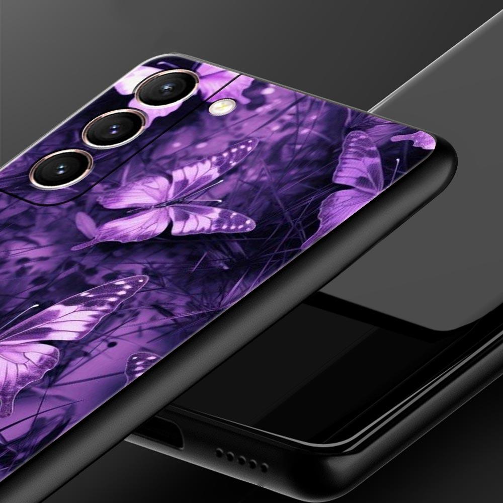 Art Purple Butterfly Phone Case Cover for Samsung Galaxy S26 S25 S24 S23 S22 S20 S21 FE Ultra S25 Edge Plus 5G Soft TPU Shell