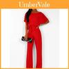 Abstract Summer Womens Jumpsuit With Tie Belt And High Waist For Office Wear