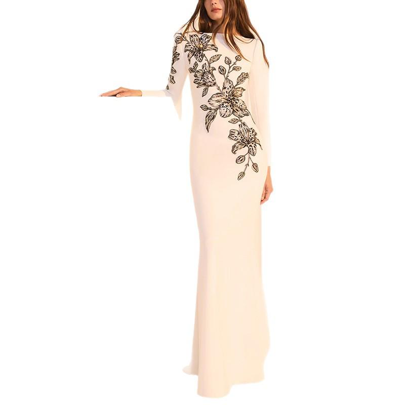 In Stock 2026 Celebrity Fashion Evening Gown: Heavy Embroidery & Rhinestone Long Dress