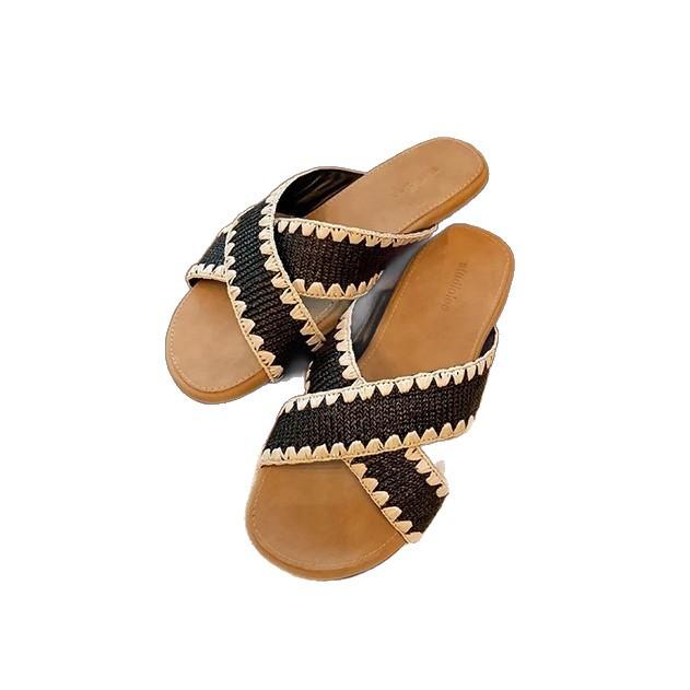 Grape Mother Has the Same Lazy Style, Contrasting Colors and Versatile Weaving Cross Word with Sandals, Round Head, Lazy Person, and One Pedal Sl