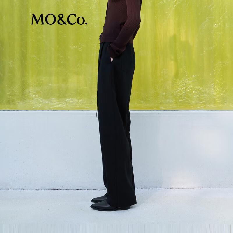 MO&Co. High-Waist Loose Wool Blend Trousers with Belt