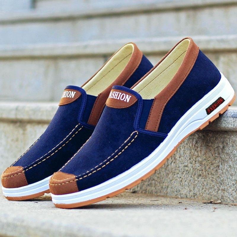Old Beijing Men's Shoes Spring and Summer New Men's Casual Shoes One-pedal Breathable Canvas Shoes Middle-aged and Elderly Comfortable Walking Shoes