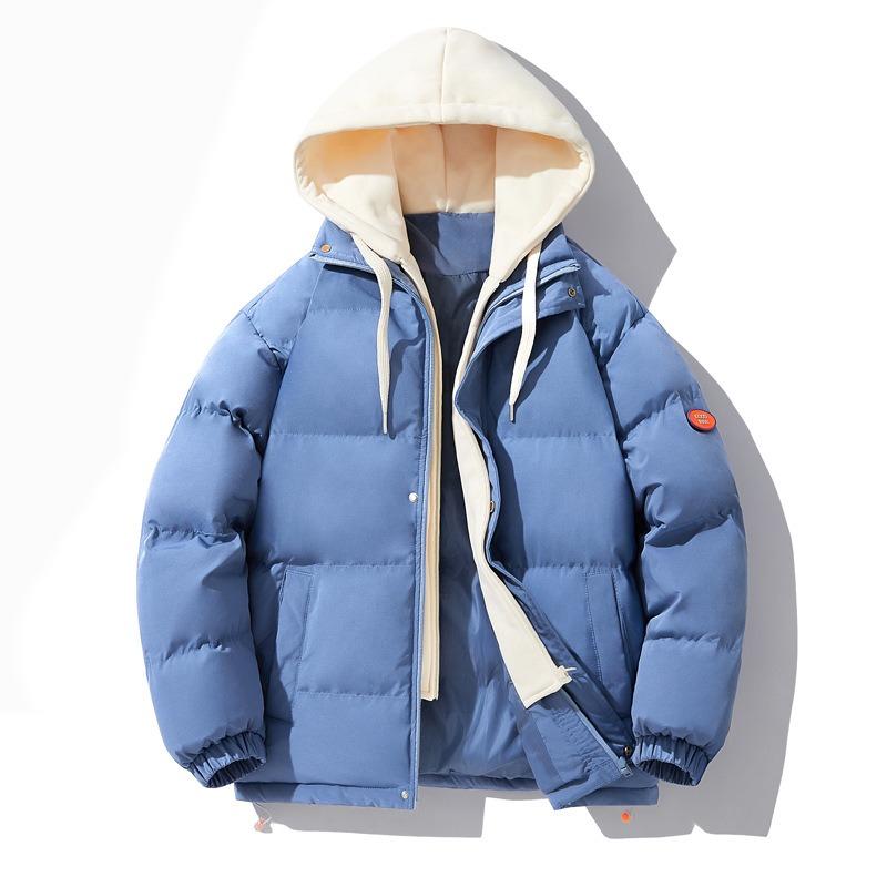 Padded Coat Couple Men's Casual Loose Trend Versatile Cotton Clothes Fake Two-piece Coat Thickened Hooded