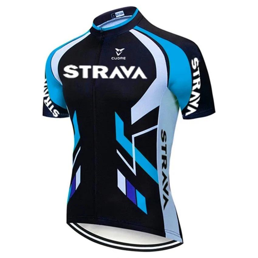 Strava Bicycles Cycling Jersey Set MTB Mens Cycling Maillot Summer Cycle T-Shirt Bib Shorts Suit Triathlon Mountain Bike Clothes