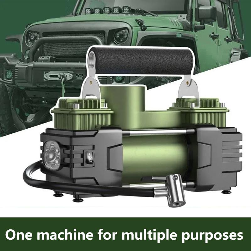 Cigarette Lighter Precision Pointer 50 Rotor Double Pump Cylinder Air Compressor Car Tire Portable Heavy Duty Tire Led Light 12v