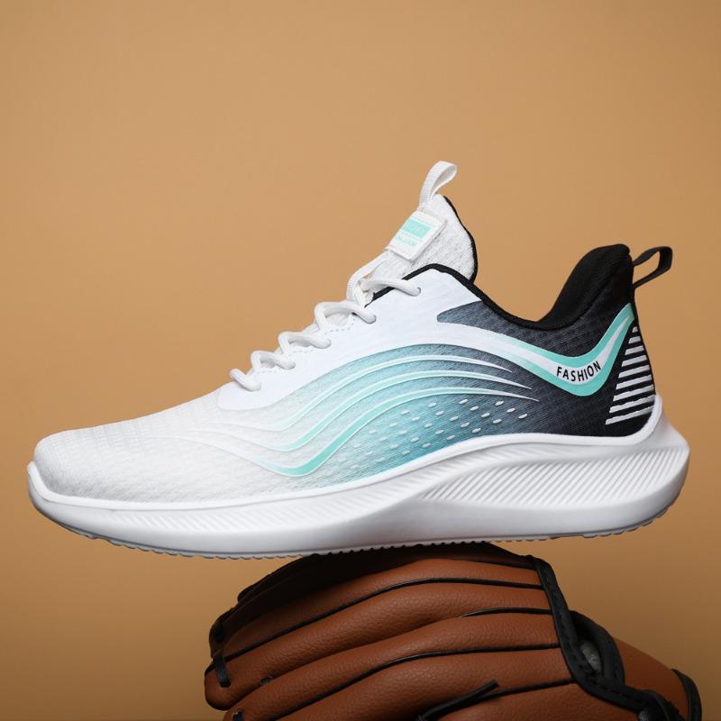 Sports shoes men's summer new flying woven surface fashionable breathable trendy shoes low-top lace-up comfortable and lightweight men's shoes