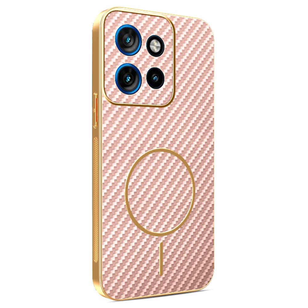 For Motorola Edge 50 Neo 5G Phone Case Carbon Fiber Textured Electroplated TPU Back Cover