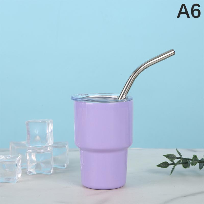 2/3oz Sublimation Tumble Whiskey Wine Glass Stainless Steel Vacuum Insulation Cup Car MIni Coffee Cup With Straw Party Gift