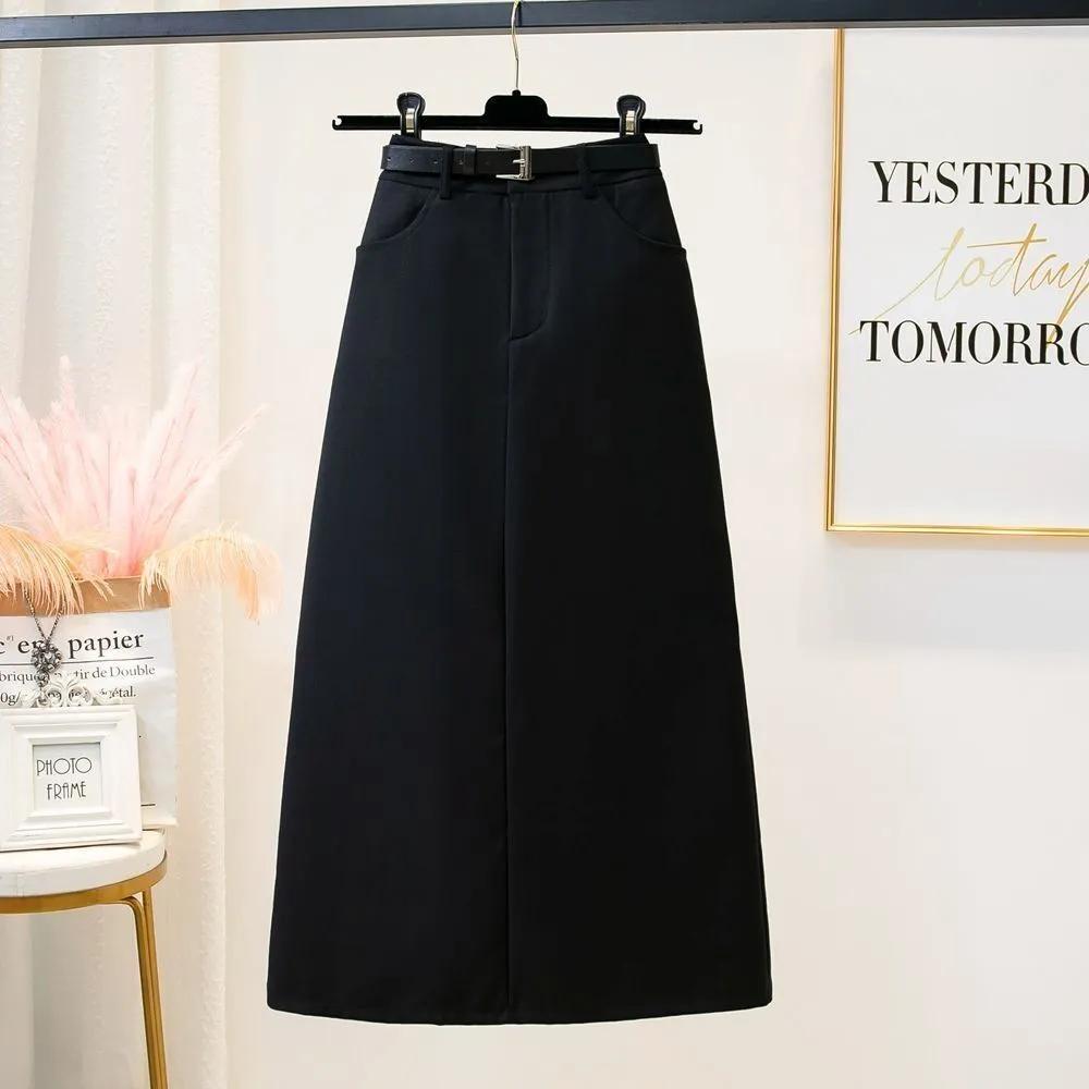 

Узкая юбка-миди в стиле ретро с высокой талией для женщин - универсальная весенняя юбка-костюм XS чёрный