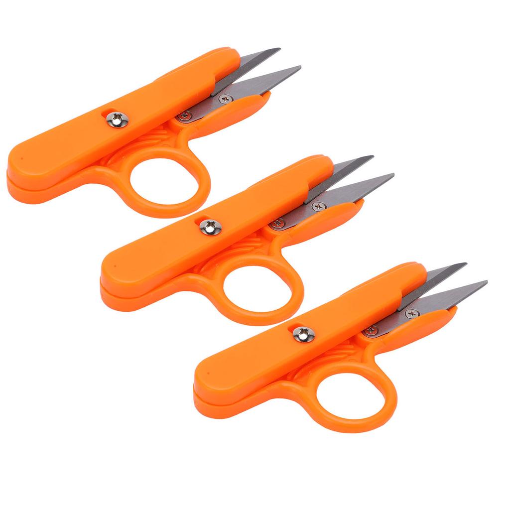3pcs Crochet Scissors Incisive Blade Lightweight Portable Orange Color Stainless Steel Mini