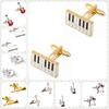 31 Designs Music Cufflinks Men's Fashion Cuff Links Accordion Piano Guitar Violin Drum Sax Bass Cello Radio Headset Trumpet Horn