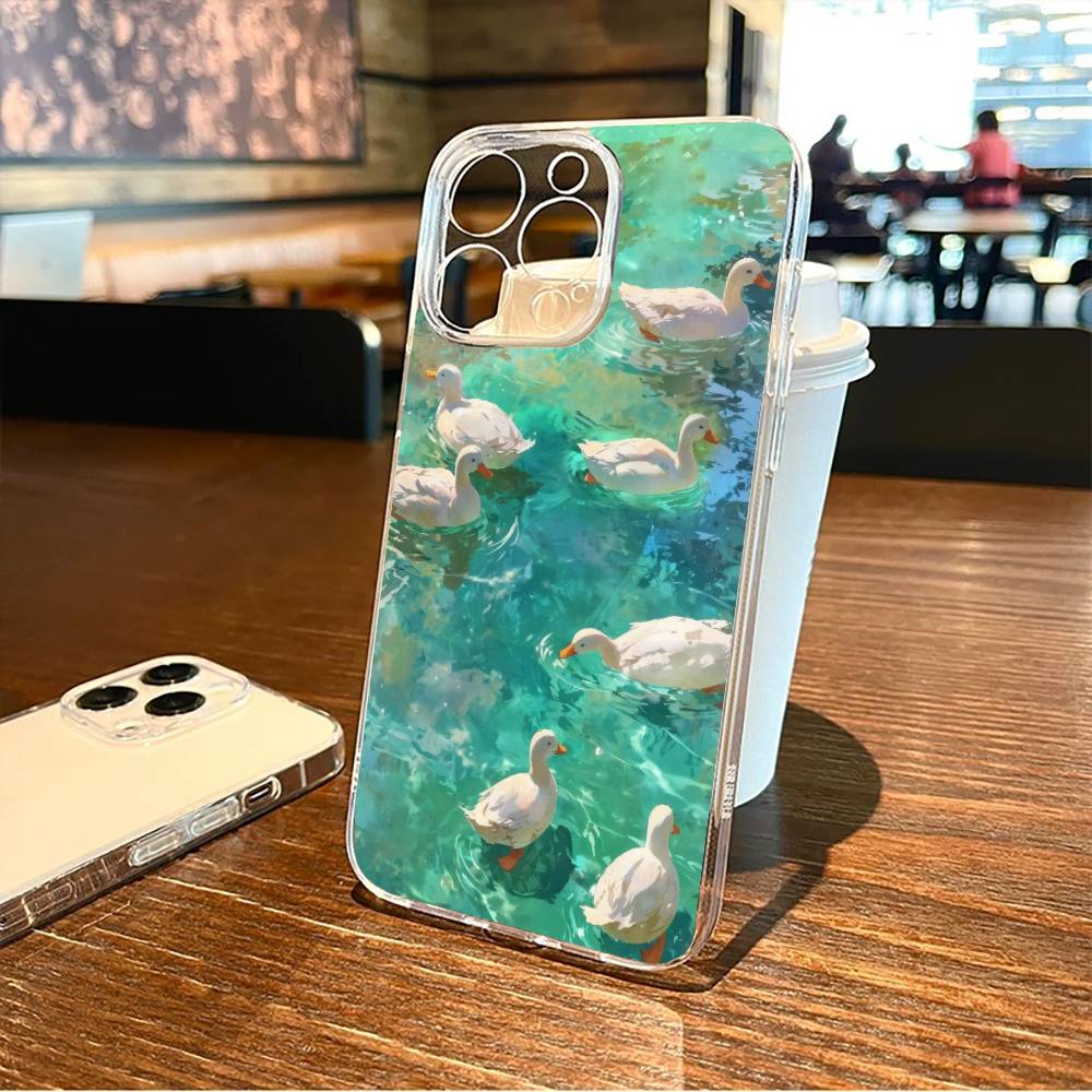 Leisurely Goose Phone Case For iPhone17,16,15,14,13,12,11 Plus,Pro Max Soft Transparent Cover
