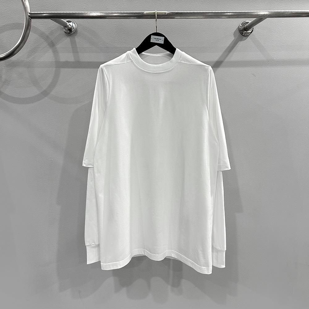 SUBHUMAN Men's 2024 Spring/Summer Two-Piece Knitted Double-Layer Solid Loose Long Sleeve T-Shirt