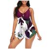 Plus Size Two Piece Swimsuit Women Tankini Set Adjustable Straps Ruched Front with Skirted Bottom Swimwear for Beach Pool