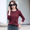 Women‘s Round Neck Long Sleeve Slim Fit T-Shirt Cotton Solid Layering Top Tee