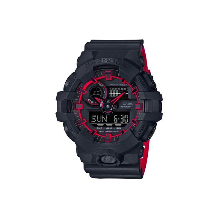 

Casio LCD/Analog Dual Display Series 200M Water Resistant Fashion Quartz Watch Resin Strap Men watches Black GA-700SE-1A4 Black Strap