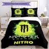 3pcs Duvet Cover Set (1*Duvet Cover + 2*Pillowcase, Without Core), Monster Energy Print Soft All‑Season Bedding Set, Home Bedroom Decor Gift