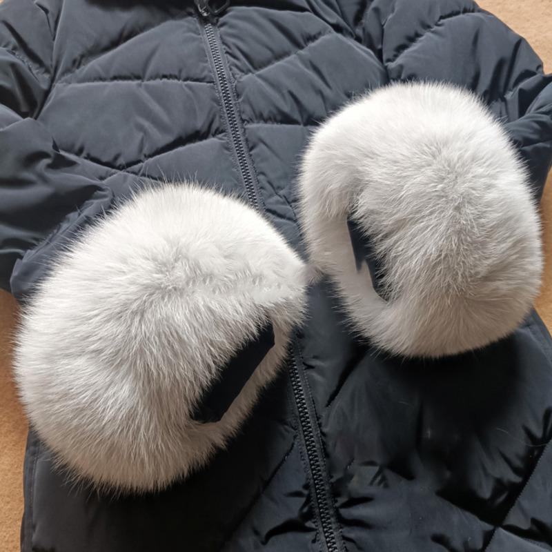 Real Fox Fur Cuffs Arm Warmer Winter Plush Windproof Women Wrist Cuff Sleeves Gloves Pompom Bracelet Wristband Sleeves Accessory