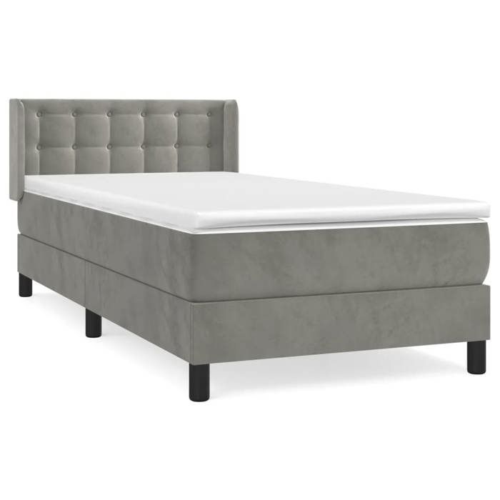 3131165 vidaXL Bed with Divan Base and Mattress Light Grey 80x200 Cm Velvet