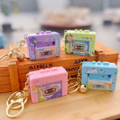 Cassette Recorder Retro Tape Recorder Keychain Recordable Recording Music Box Pendant   Couple