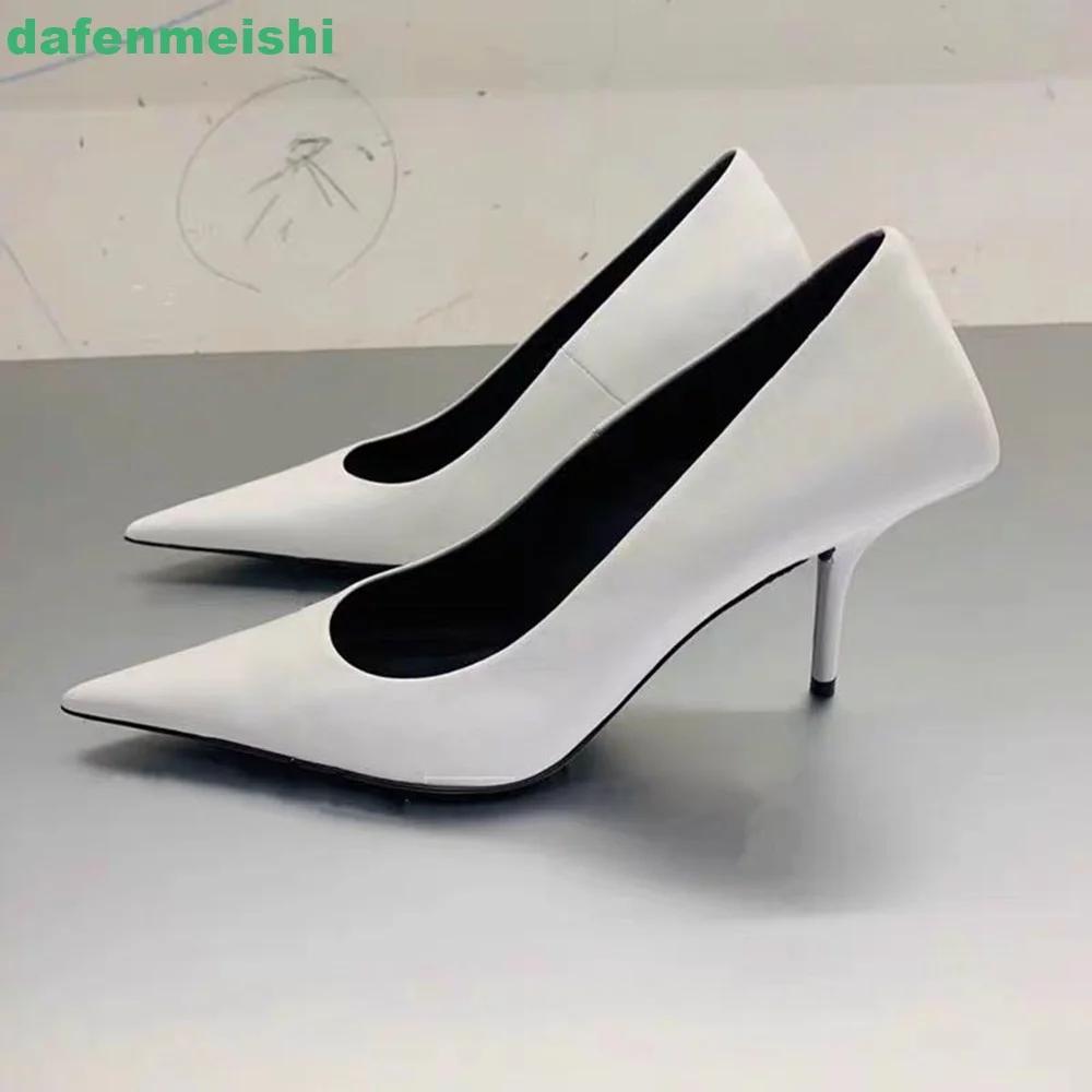 Fashion Green/white Pointed Toe Women Pumps Slip On Shallow Thin High Heel 6Cm/8Cm Sexy Fashion Pumps 2025 New Green Sexy Women's Shoes